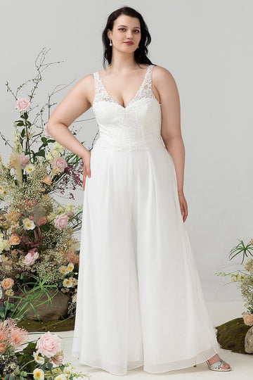 Ivory Lace &; Chiffon jumpsuit til bryllup
